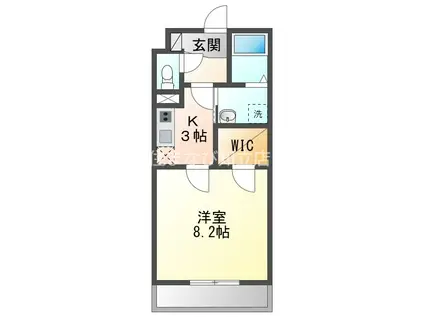 CREARE桜井(1K/2階)の間取り写真