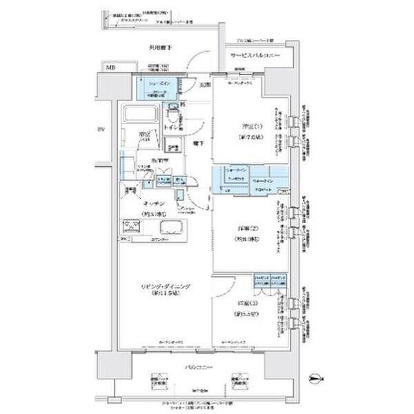 レーベン名古屋松重町GRAND AUBE(3LDK/2階)の間取り写真