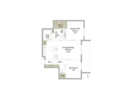 東京メトロ丸ノ内線 中野富士見町駅 徒歩8分 4階建 築1年(2LDK/1階)の間取り写真