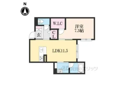 ライムストーン新大宮(1LDK/3階)の間取り写真