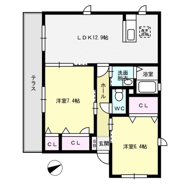 メゾンオリヴィエ A棟(2LDK/1階)の間取り写真