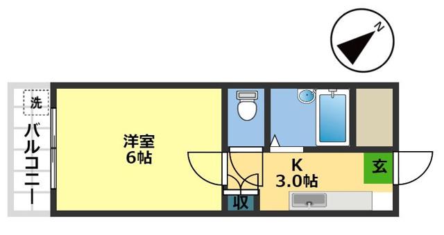 ヴェルデ.N(1K/2階)の間取り写真