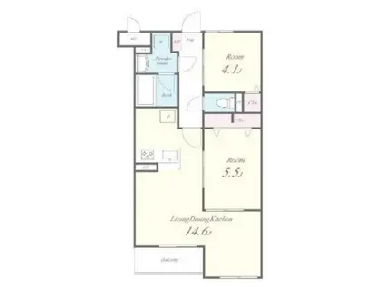 ヴァン・ヴェール鷹の台C(2LDK/1階)の間取り写真