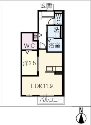 ルナールエスト(1LDK/1階)の間取り写真