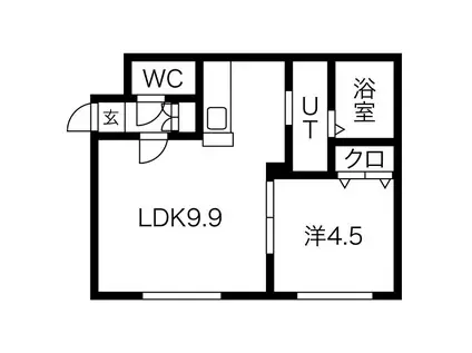 DINO 発寒南(1LDK/4階)の間取り写真