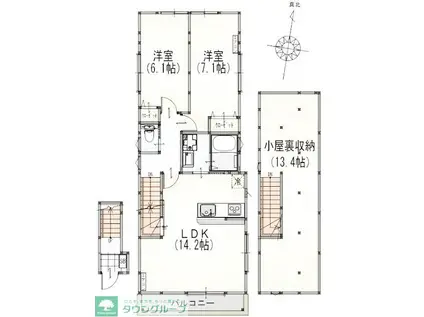 サンライズ成瀬B棟(2LDK/2階)の間取り写真