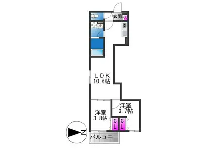 D PORTA GRACEFUL(2LDK/3階)の間取り写真