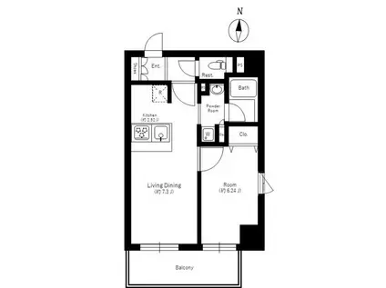 スカイコートパレス両国弐番館(1LDK/3階)の間取り写真