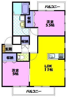 フラッツァ ドゥーズ A (2LDK/3階)の間取り写真