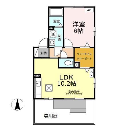 ジャスミン B(1LDK/1階)の間取り写真