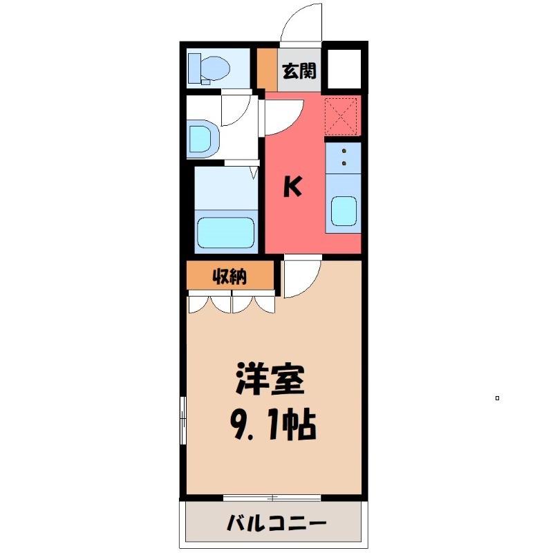 ソレイユ(1K/2階)の間取り写真