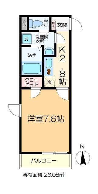 ミモザパレス平井(1K/2階)の間取り写真