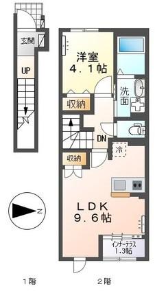 スターテラス南畝(1LDK/2階)の間取り写真