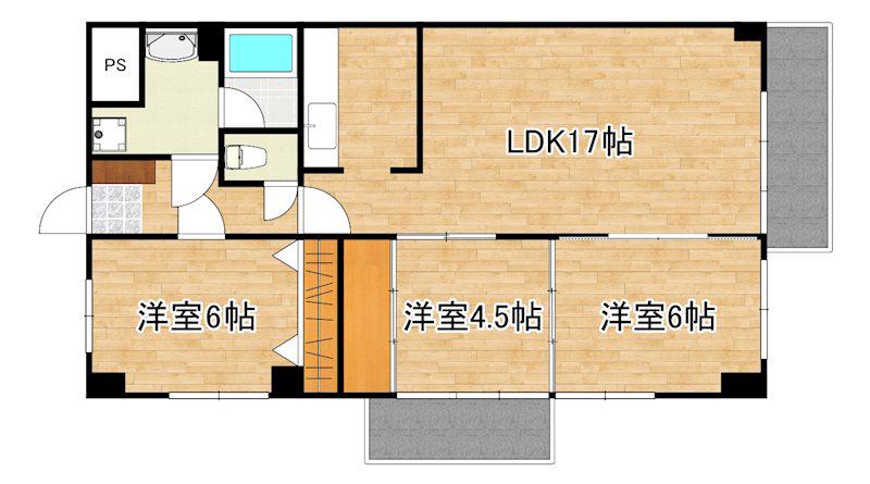 トーカンマンション国分(3LDK/5階)の間取り写真