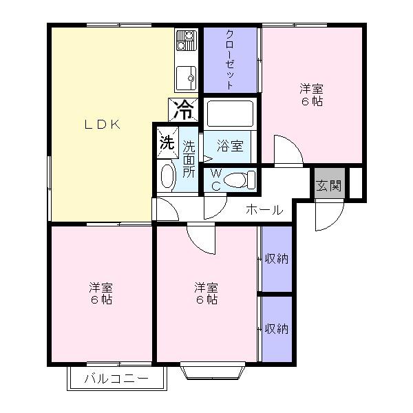 タウン国分寺台G(3LDK/2階)の間取り写真