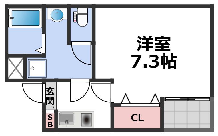 シエテ生野東(1K/2階)の間取り写真