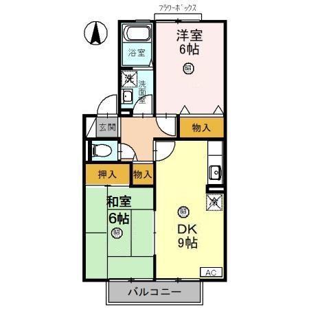 コーポラスITOII B棟(2DK/2階)の間取り写真