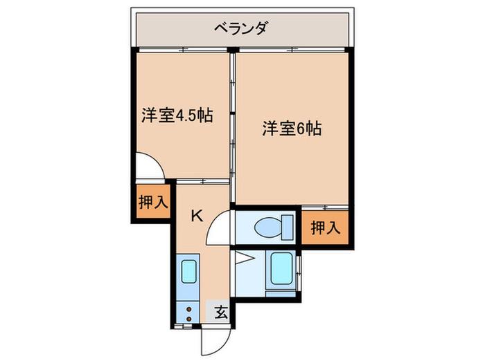 柏木ビル(2K/2階)の間取り写真