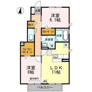 フィエルテ II(2LDK/2階)の間取り写真