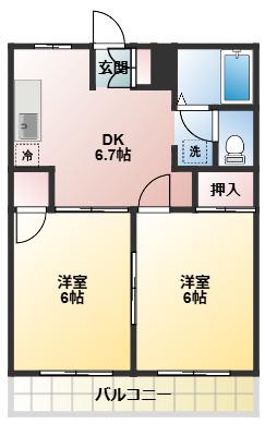 シティハイツ辰和(2DK/2階)の間取り写真