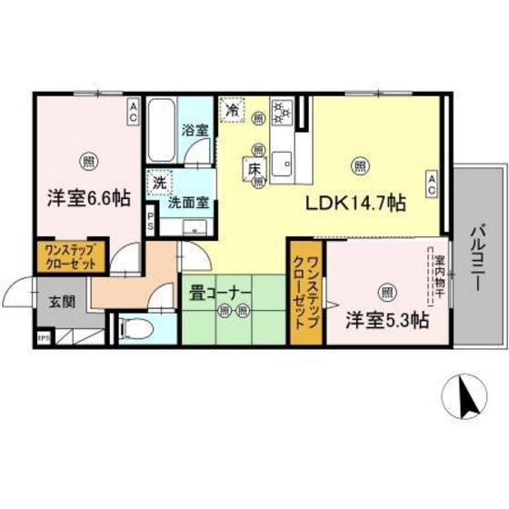 パールドブルム(2LDK/1階)の間取り写真