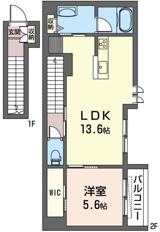 ラベリタアーク(1LDK/1階)の間取り写真