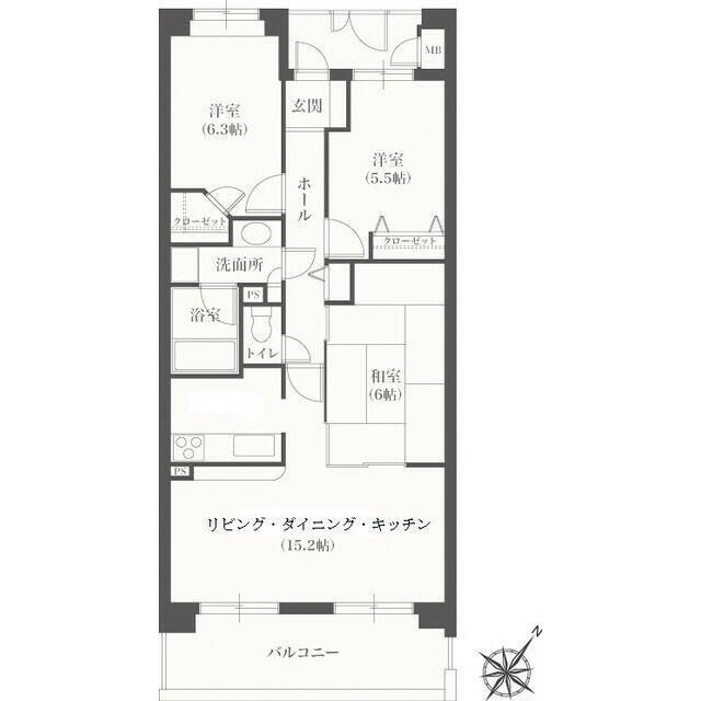 YMレジデンス相模大野(3LDK/3階)の間取り写真