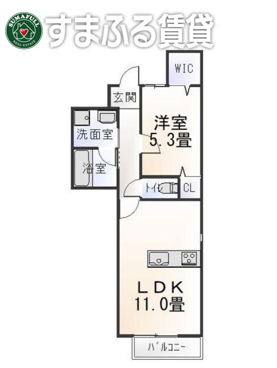 LE BONHEUR(1LDK/2階)の間取り写真