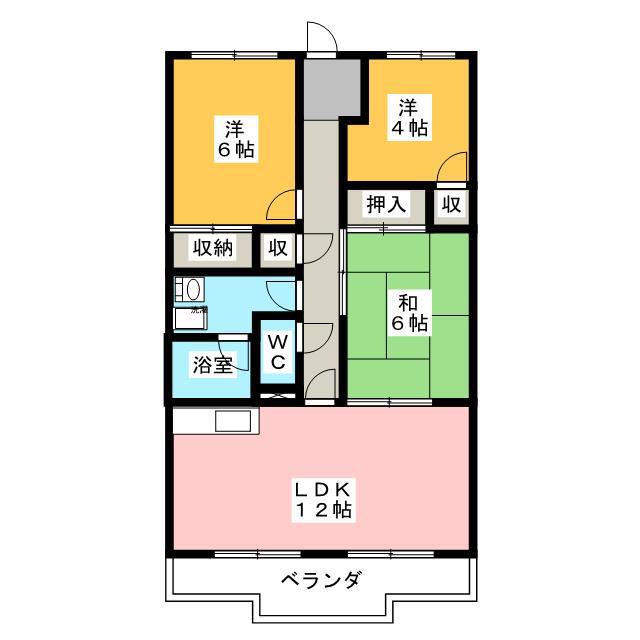 カルカソンヌ(3LDK/3階)の間取り写真