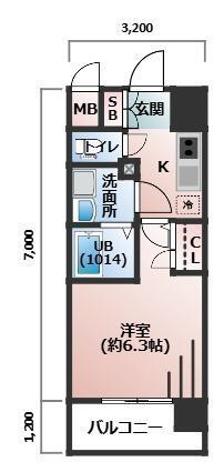 エスリード梅田グランノース(1K/4階)の間取り写真