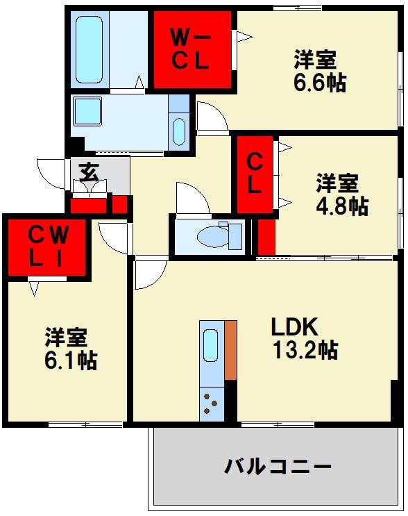 ラシュレ雅II(3LDK/3階)の間取り写真