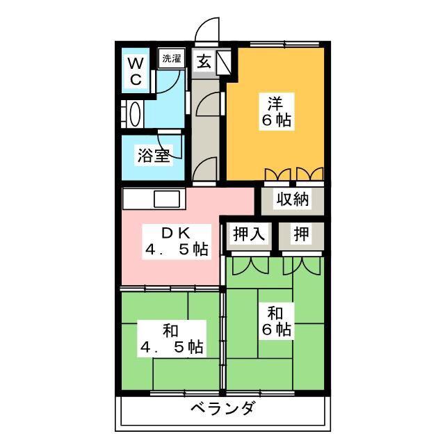 吉田IIマンション(3DK/3階)の間取り写真