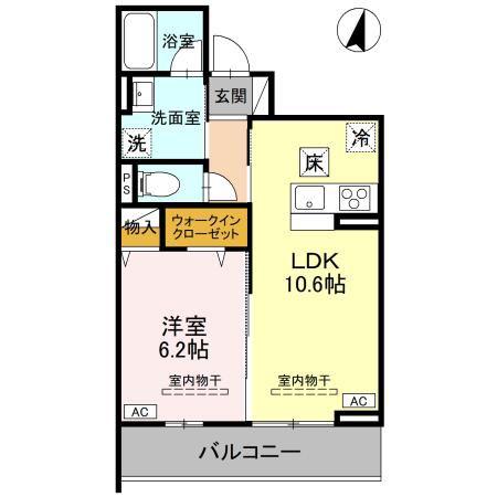 TORISIAS ゆいの杜6丁目 E棟(1LDK/1階)の間取り写真