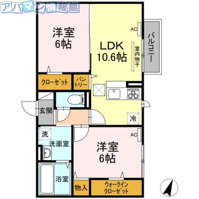 リカーネ A(2LDK/1階)の間取り写真