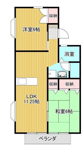 サウスフィールドA(2LDK/2階)の間取り写真