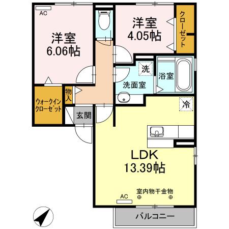 SUN BERRY(2LDK/2階)の間取り写真
