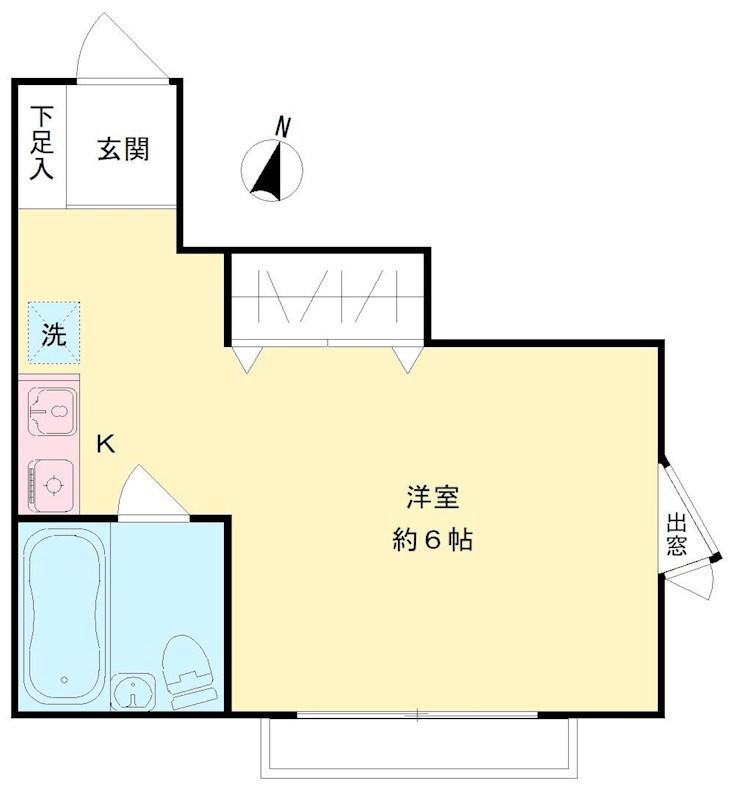 ヒルサイドA棟(ワンルーム/1階)の間取り写真