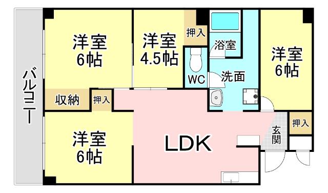 田町ビル(4LDK/10階)の間取り写真