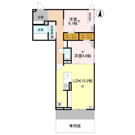 D-ROOM中小阪(2LDK/1階)の間取り写真
