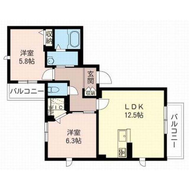 ホープSUNシャイン(2LDK/2階)の間取り写真