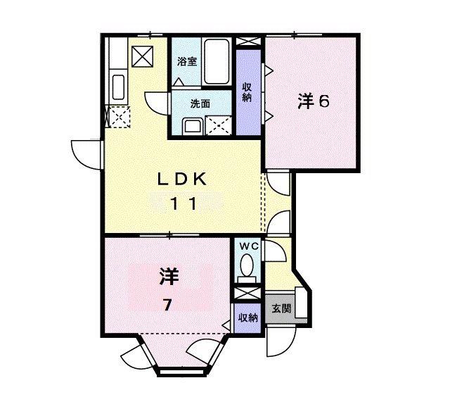 エクセルコートII(2LDK/1階)の間取り写真