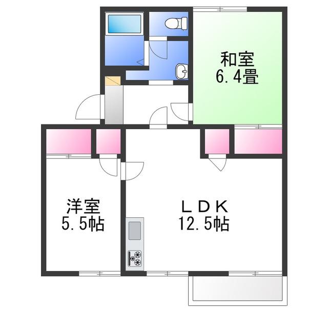 ラ・フォーレ深井(2LDK/1階)の間取り写真