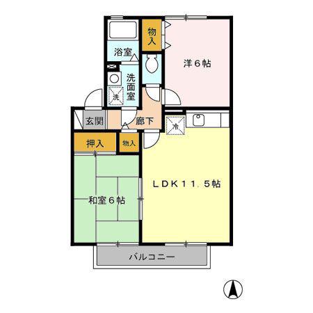 ラフィーネ(2LDK/2階)の間取り写真