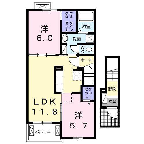 トレジャー(2LDK/2階)の間取り写真