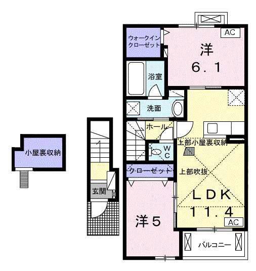 コンフォート西鶉 II(2LDK/2階)の間取り写真