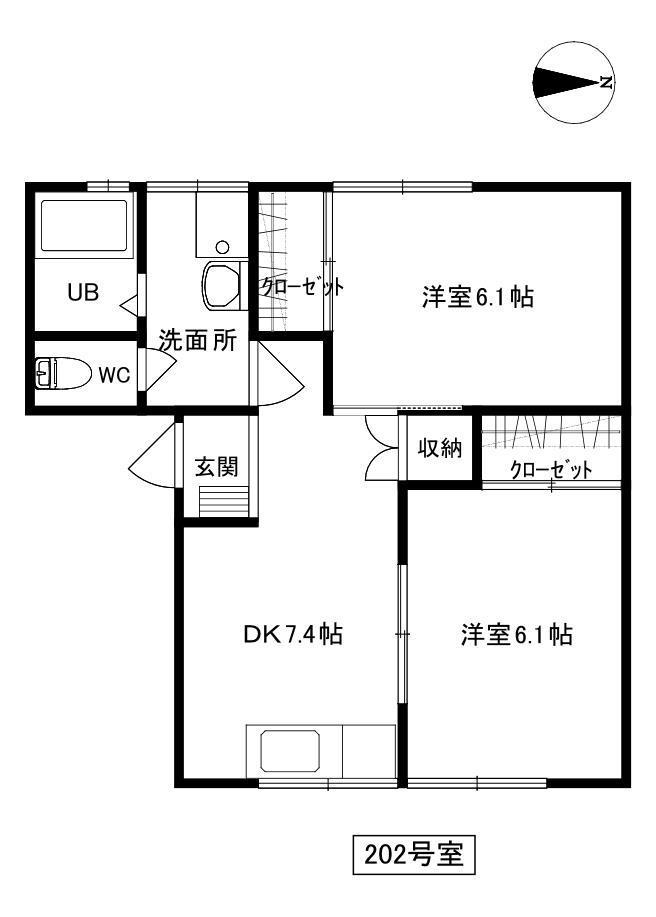 OFC 3(2DK/2階)の間取り写真