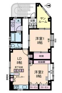 SELECT神楽坂(2LDK/2階)の間取り写真