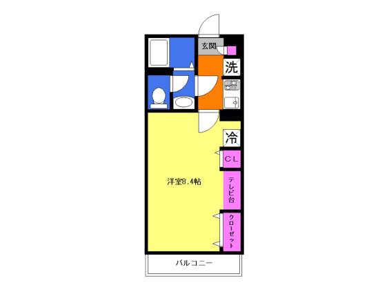 グレイス本厚木Ⅲ(1K/3階)の間取り写真