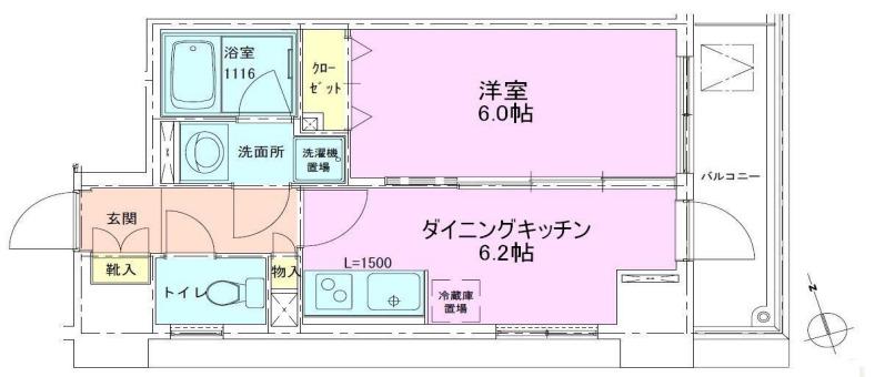 銀座レジデンス壱番館(1DK/12階)の間取り写真