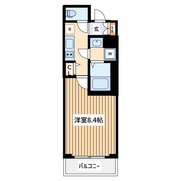 ログ登戸ステーション サイド(1K/3階)の間取り写真